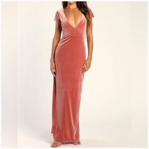 Lulu's Dusty Rose Velvet Maxi Dress